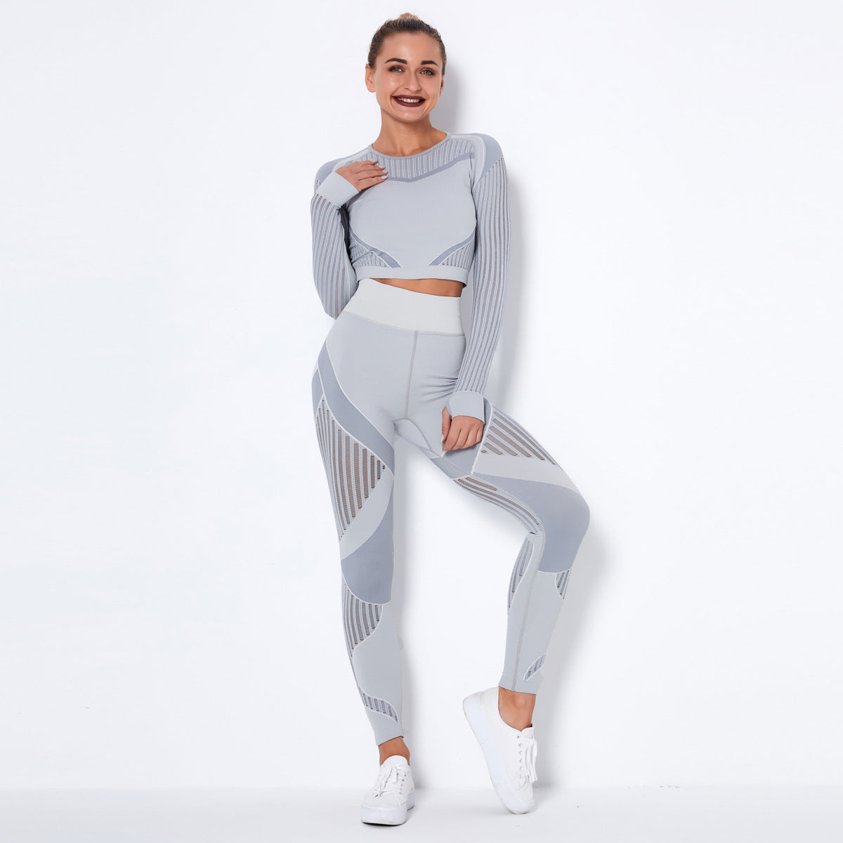 Seamless Yoga Suit : Long-Sleeved Absorbent Knit Activewear