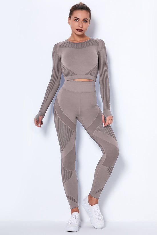 Seamless Yoga Suit : Long-Sleeved Absorbent Knit Activewear
