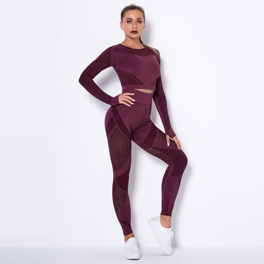 Seamless Yoga Suit : Long-Sleeved Absorbent Knit Activewear