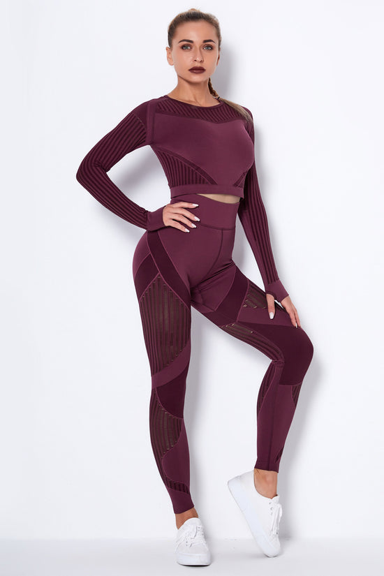 Seamless Yoga Suit : Long-Sleeved Absorbent Knit Activewear