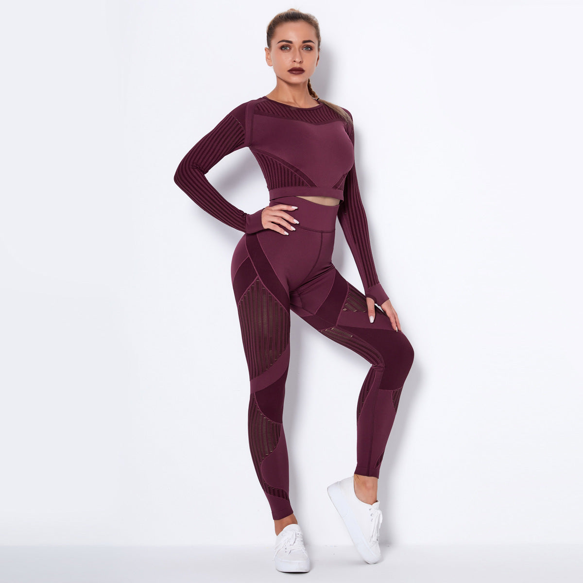 Seamless Yoga Suit : Long-Sleeved Absorbent Knit Activewear