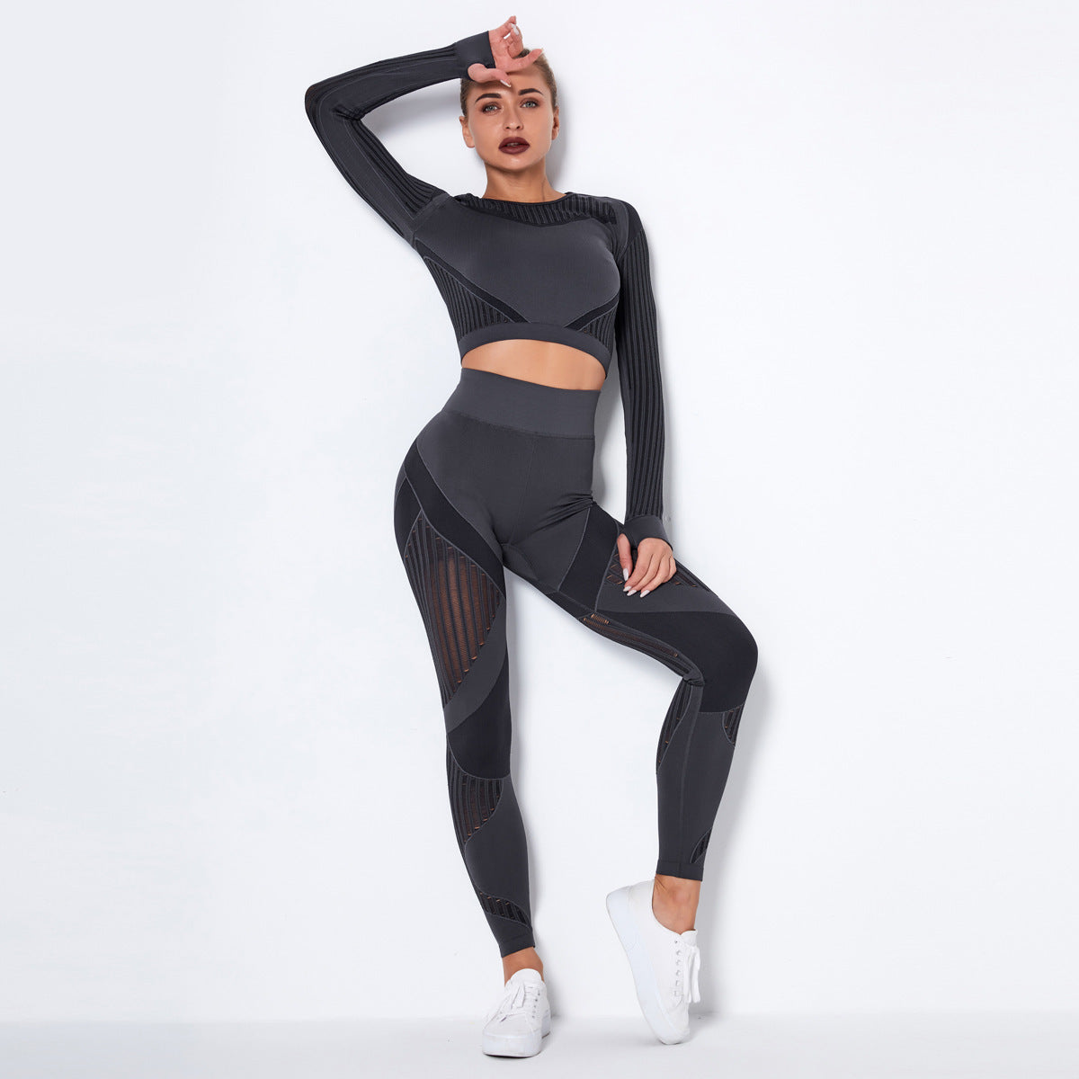 Seamless Yoga Suit : Long-Sleeved Absorbent Knit Activewear