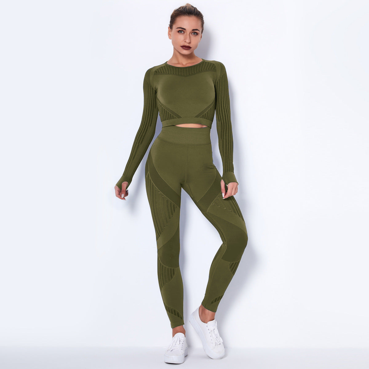 Seamless Yoga Suit : Long-Sleeved Absorbent Knit Activewear