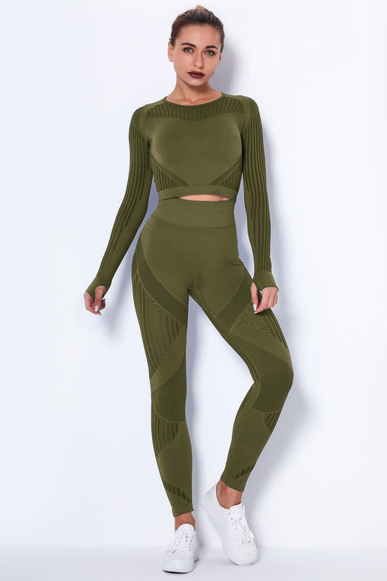Seamless Yoga Suit : Long-Sleeved Absorbent Knit Activewear
