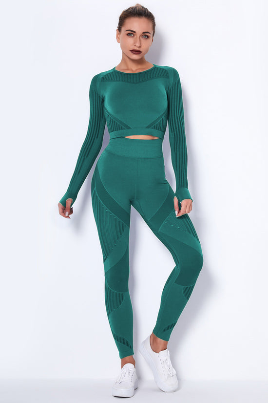 Seamless Yoga Suit : Long-Sleeved Absorbent Knit Activewear