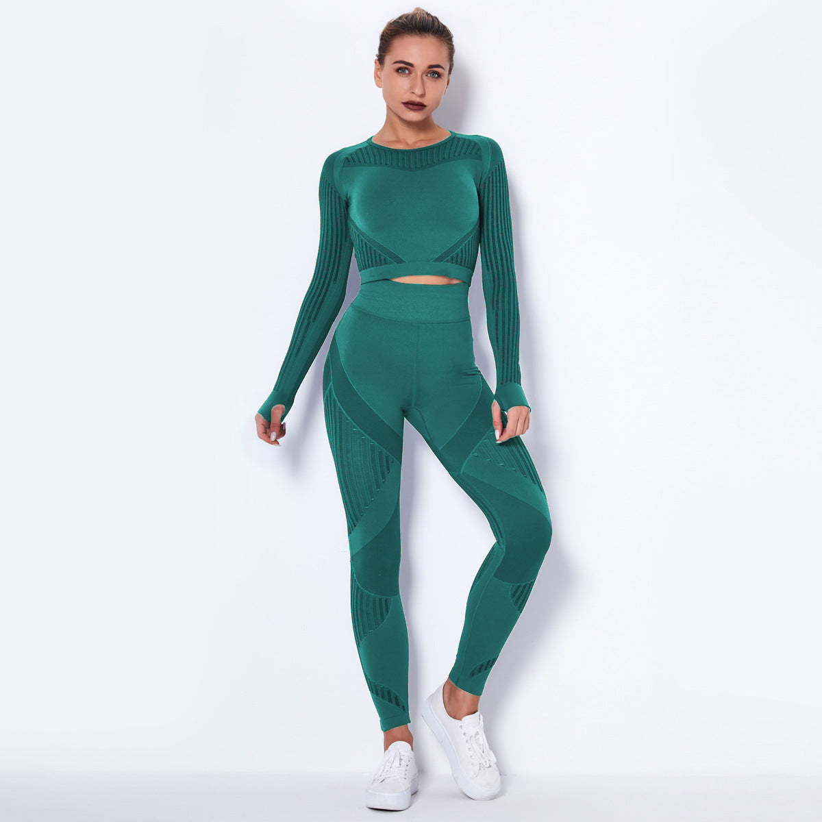 Seamless Yoga Suit : Long-Sleeved Absorbent Knit Activewear