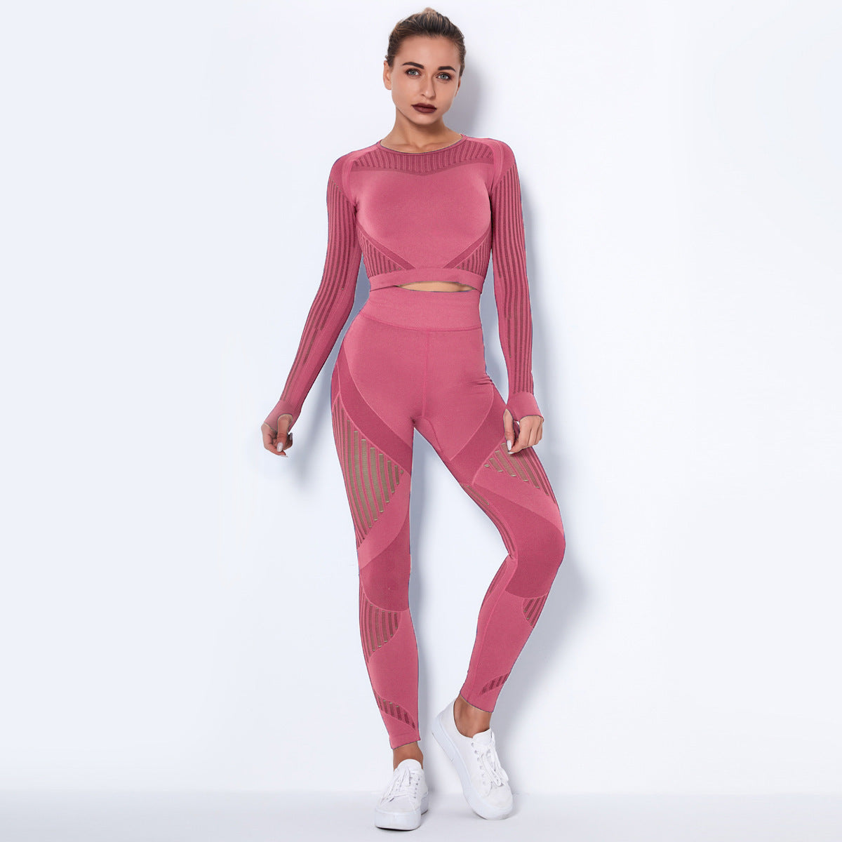 Seamless Yoga Suit : Long-Sleeved Absorbent Knit Activewear