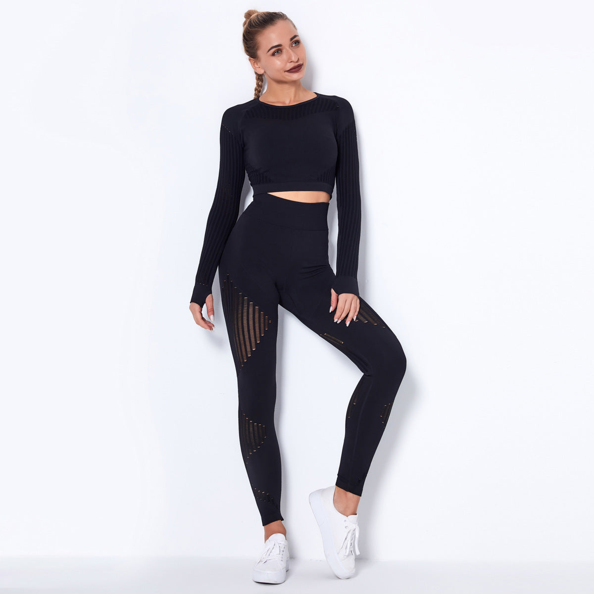 Seamless Yoga Suit : Long-Sleeved Absorbent Knit Activewear