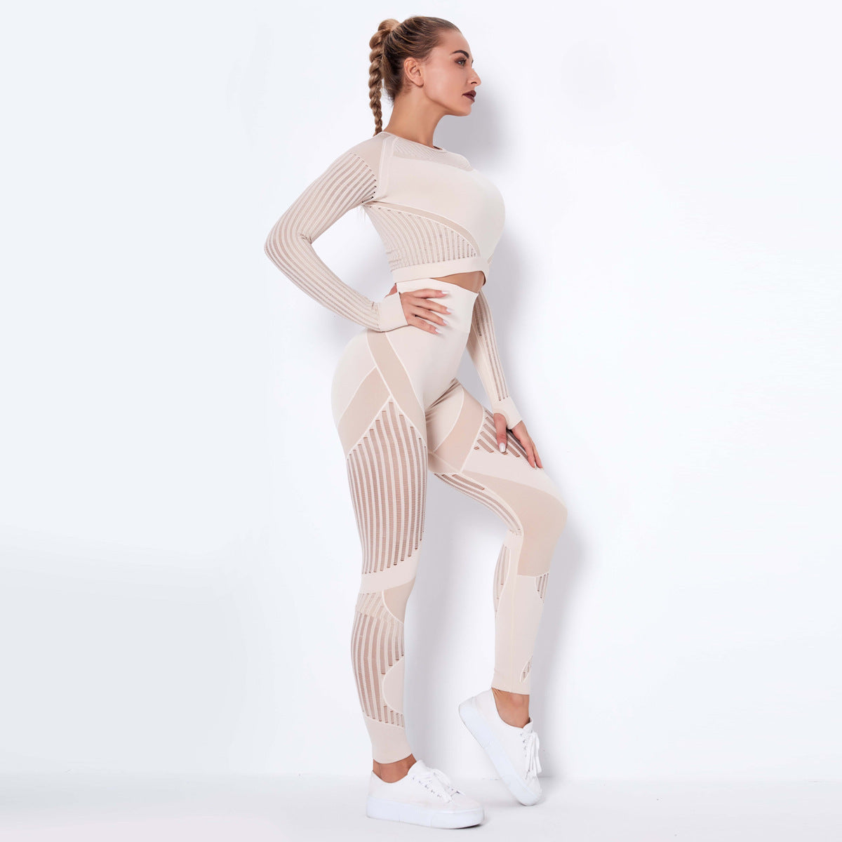 Seamless Yoga Suit : Long-Sleeved Absorbent Knit Activewear